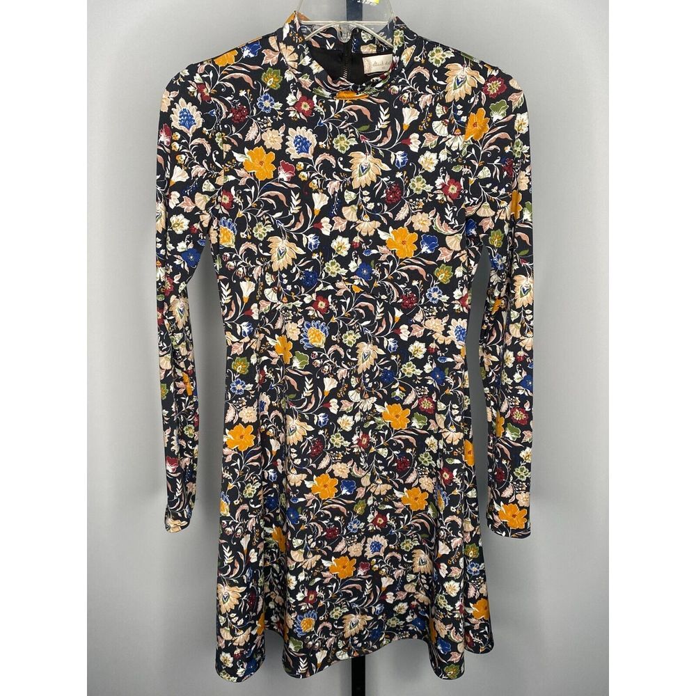 Women's Altered State long‎ sleeve floral mock neck zipper dress size XS
